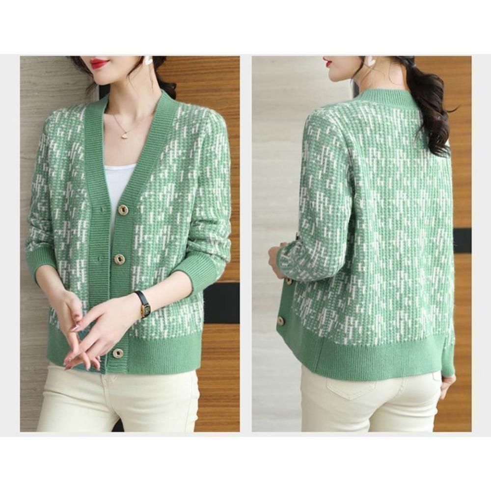 Sweater Jacket Women's New Fashion Mother's Style All-match Knitted Cardigan