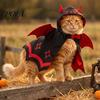 Wygodny Pelerynka dla Zwierząt Halloweenowa Peleryna Nietoperz dla Kota, Uroczy Diabełek ze Skrzydłami, Kostium Cosplay z Kapturem, Świąteczny dla Kotów Małych Psów, Ubranie na Imprezę Kostiumową Pies