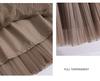 Solid Color High-Waisted Mesh Midi Skirt with Elastic Waist and Lurex Drape