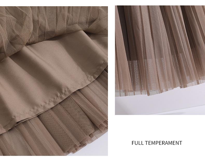 Solid Color High-Waisted Mesh Midi Skirt with Elastic Waist and Lurex Drape