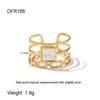 ins light luxury turquoise stainless steel open ring electroplated 18K gold natural stone flower jewelry women