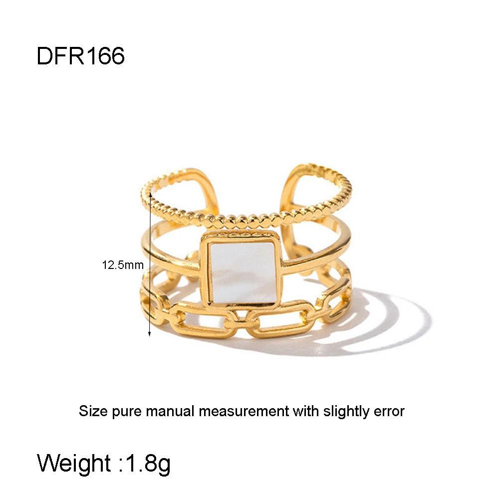 ins light luxury turquoise stainless steel open ring electroplated 18K gold natural stone flower jewelry women