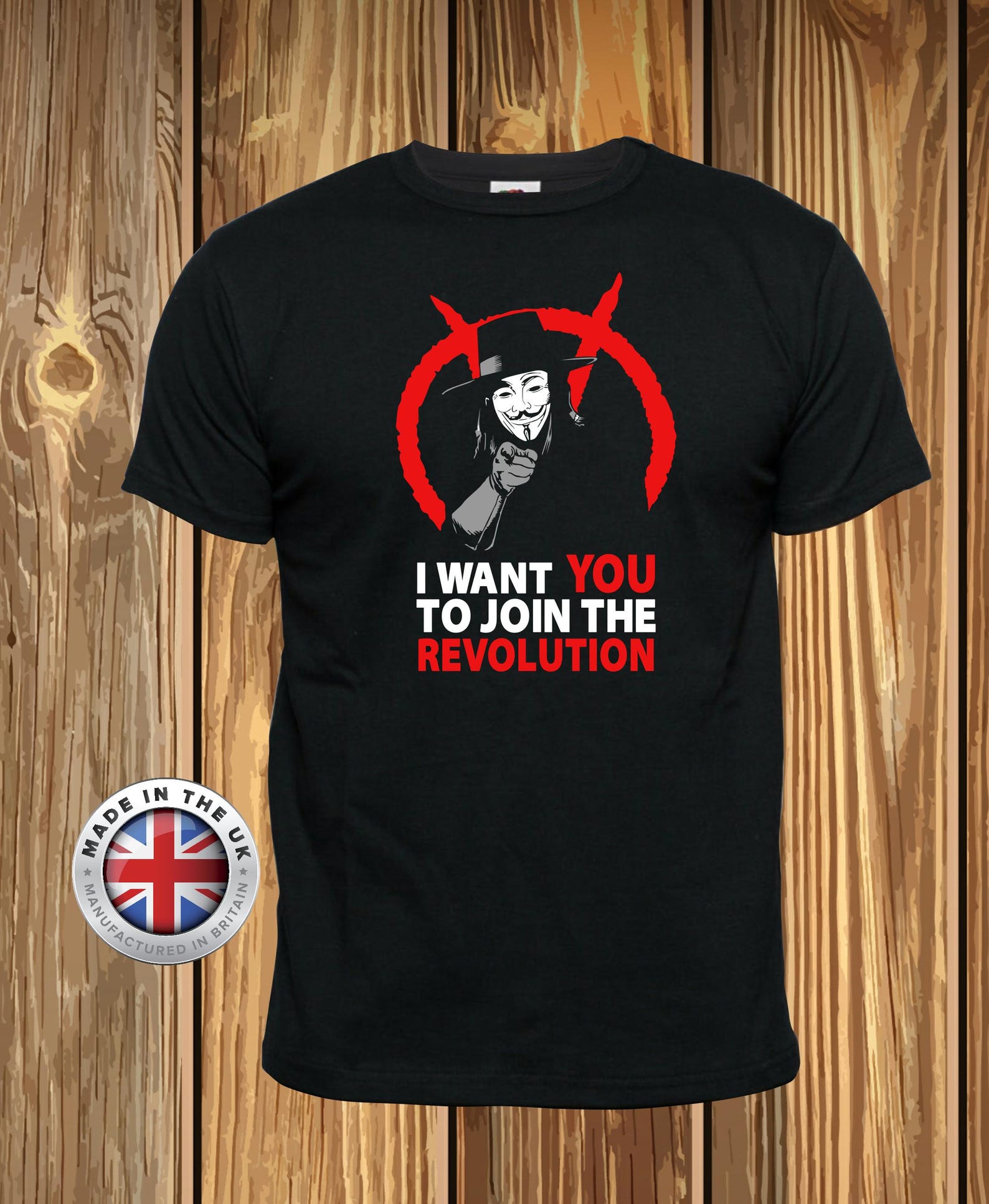V for Vendetta T-Shirt: Guido Fawkes Revolution Tee 2XL