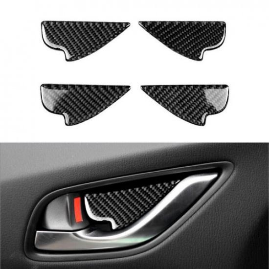 4Pcs Carbon Fiber Car Inner Door Bowl Panel Cover Trim For Mazda CX-5 2017-2024