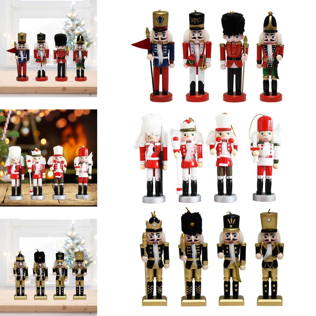 4x Christmas Nutcracker Hanging Ornaments Table Centerpiece Creative Nutcracker Figures Xmas Tree Decor for Festival Home Shelf