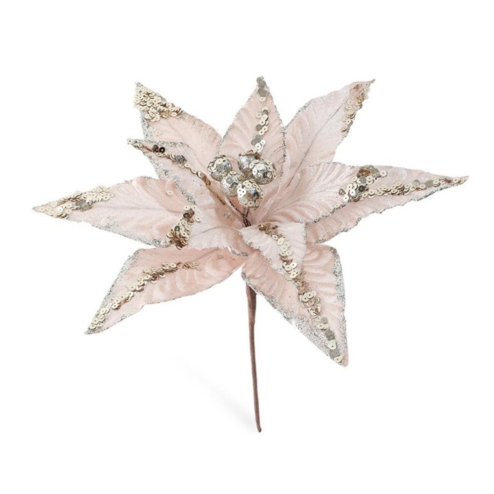 Sequins Artificial Poinsettia Flower Large Sequins Flower  Wedding Decoration