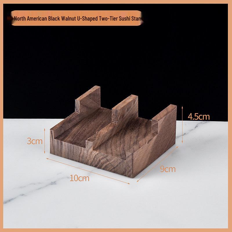 Sushi Tray U-Shaped Solid Wood Nori Holder - Creative Japanese Cuisine Plating Dish for Hand Roll and Taco Presentation