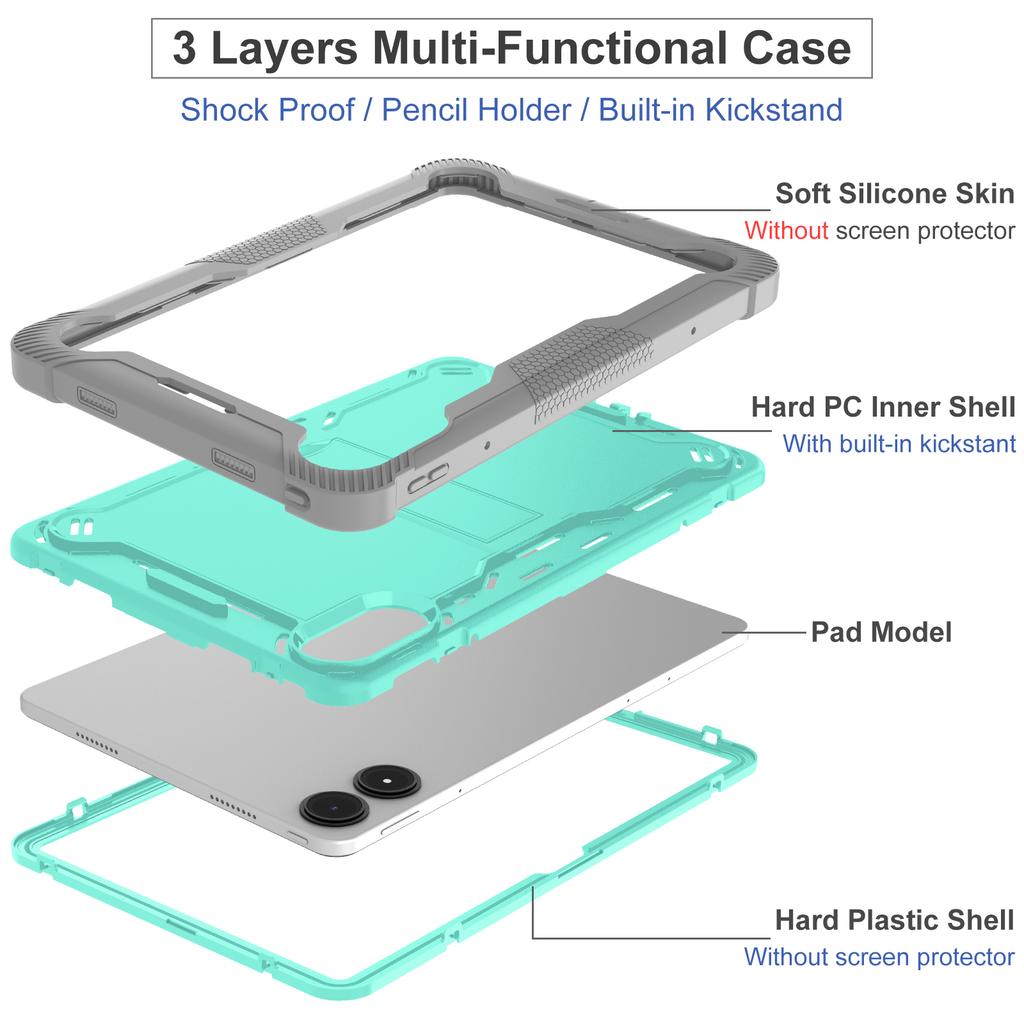 For Xiaomi Poco Pad/Redmi Pad Pro/Pad Pro 5G Case Silicone+PC Tablet Protective Cover with Kickstand