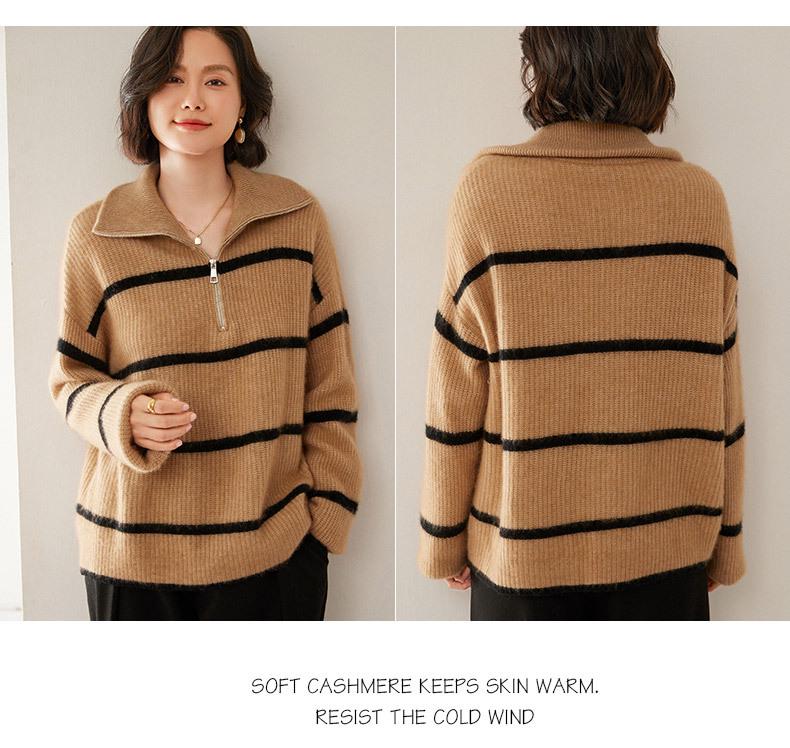 Women's Thickened Cashmere POLO Sweater - Light Luxury, Soft Knit, Loose Fit for Autumn/Winter