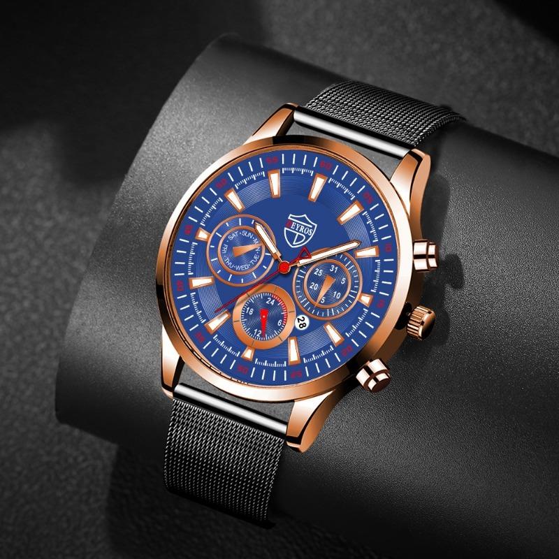 Moderne Herrenuhr Kalenderuhr Business-Uhr Herren-Edelstahluhr Hand Quarzuhr