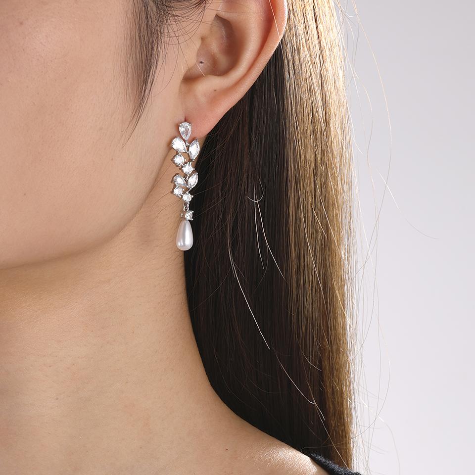 ZAKOL Classic Gorgeous Sliver Color Shiny Zirconia Drop Earrings Luxury Festival Zircon Gifts for Women Mom Friends