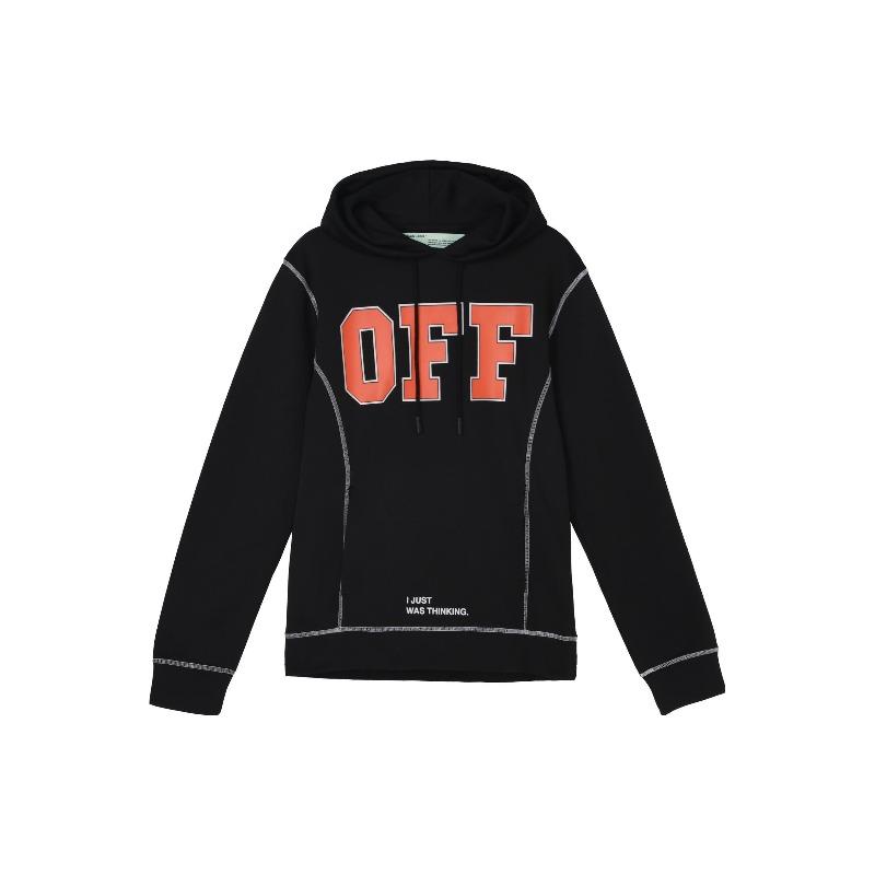 Off-White Letter Print Hoodie Unisex Black OMBB021F172460441019