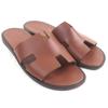 Great HERMES Sandals Izmir H Logo Slide Brown Leather Mens 41 Used