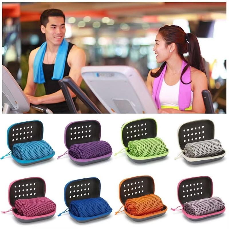 Quick Dry Cooling Towel Soft Breathable Sweat Absorbent Chilly Towel for Sports Running Yoga Gym Fitness with Storage Box