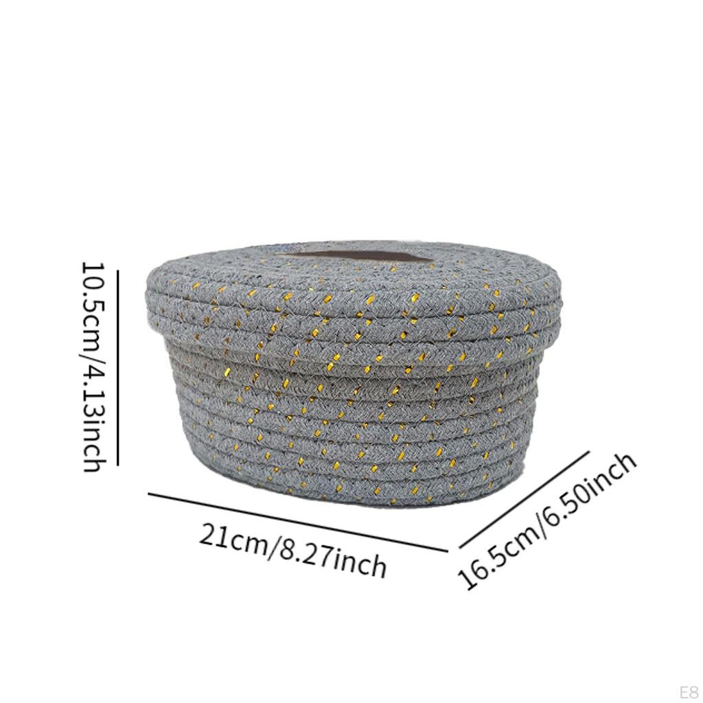 Cotton Rope Tissue Box, Holder, Decorative Case, Dispenser, Box Cover for Home,