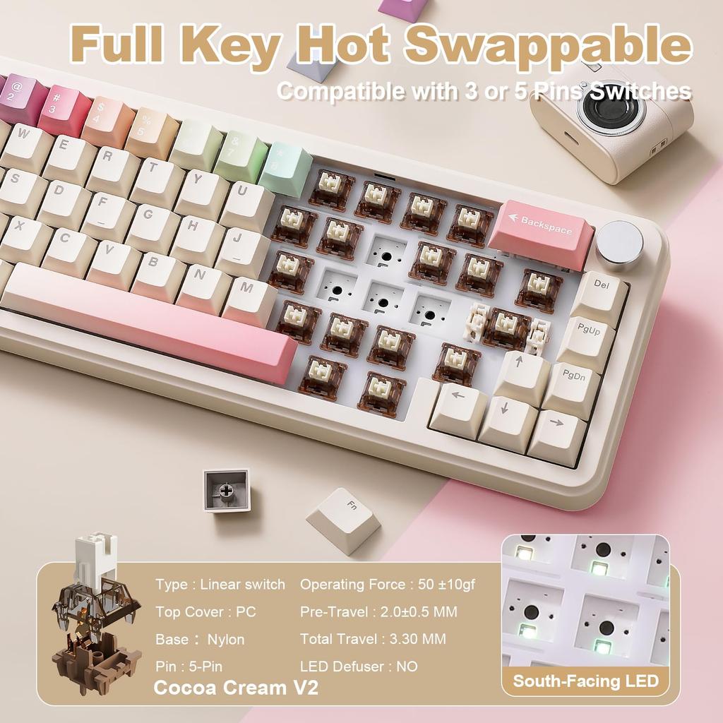 [YUNZII] B68 Wireless 65% Keyboard Beige Cocoa V2