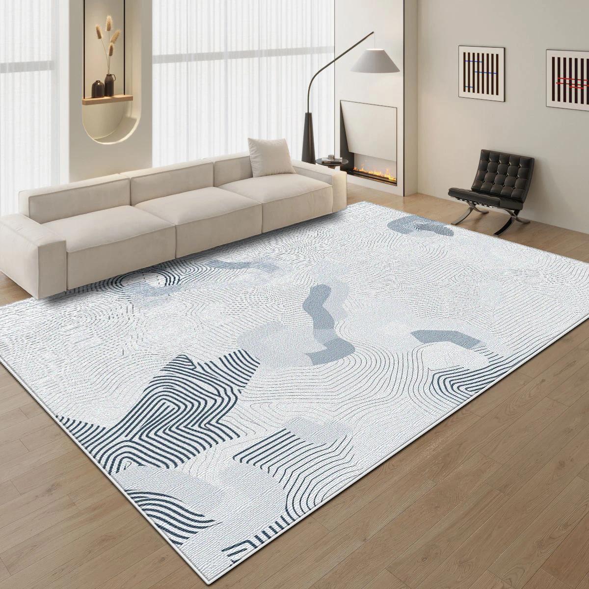 

Modern Blue Minimalist Area Rug Oversized Non-Slip Carpet for Living Room Bedroom Bedside Floor Mat Home Decor 80x120cm