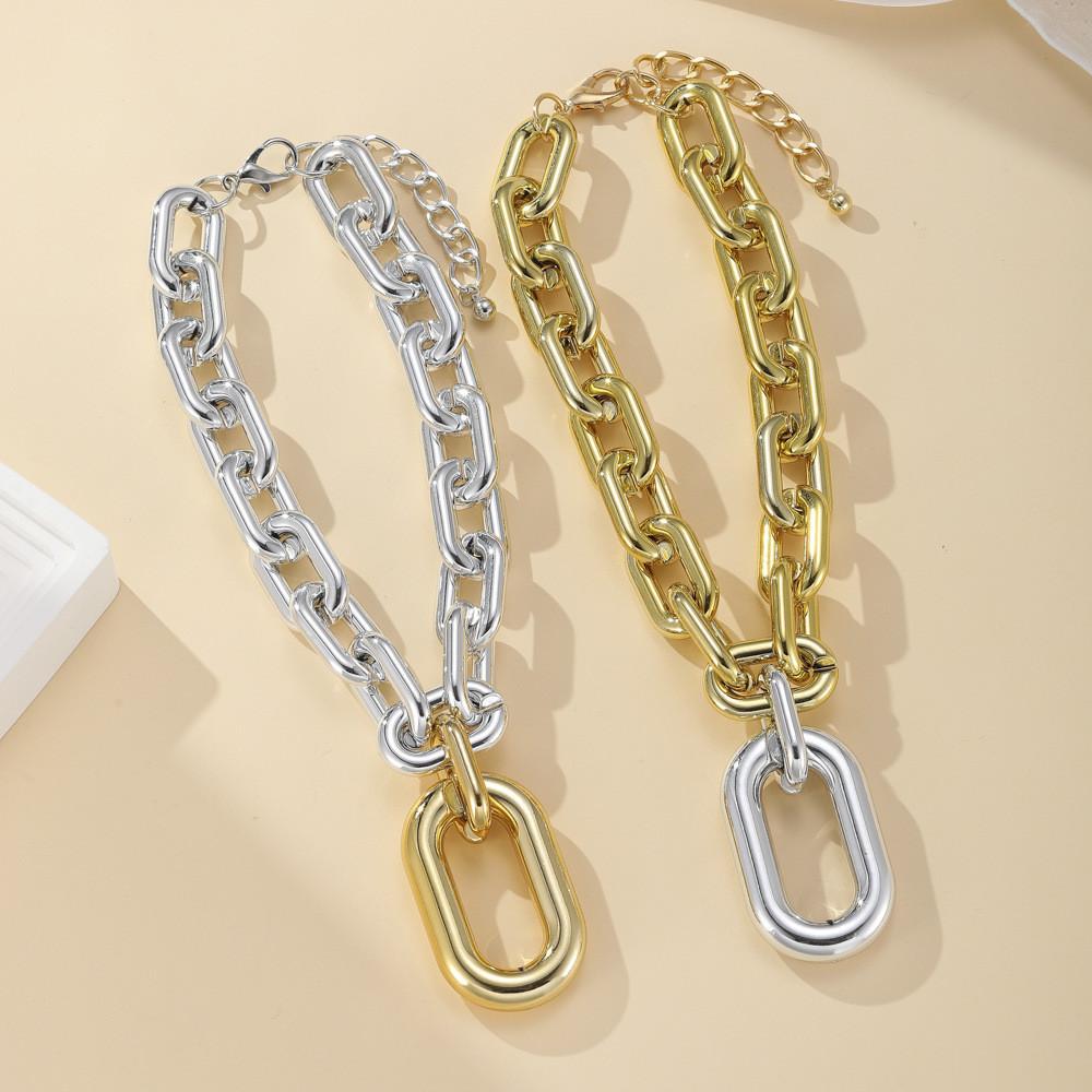 Fashionable Alloy Chain Necklace With Unique U Shape And Geometric Design For Women