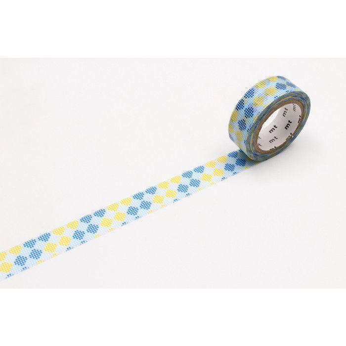 Checkered Masking Tape - Blue and Yellow - 1.5 Cm X 7 M