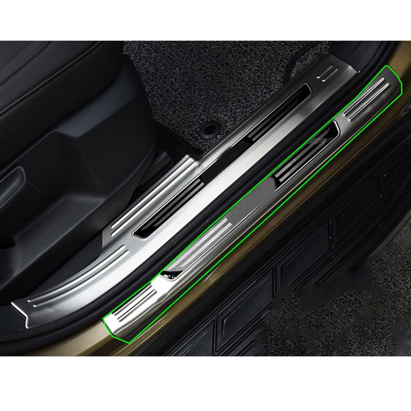 Sticker Trim Stainless Steel For Skoda Kodiaq 2017 2018     Pedal Door Sill Scuff Plate Exterior Threshold 4PCs