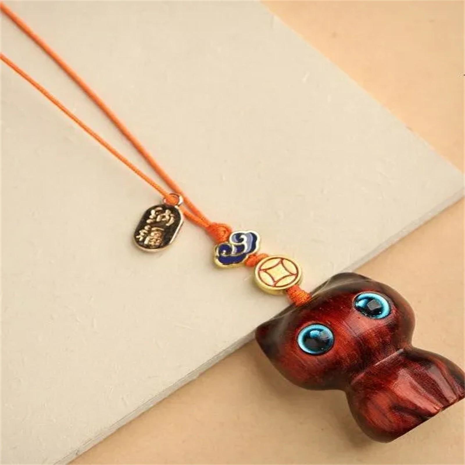 

Подвеска на рюкзак с цепочкой для мобильного телефона в виде кошки из сандалового дерева коричневый