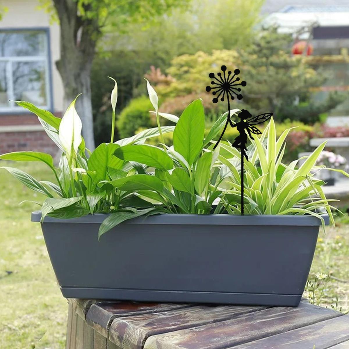 

1Pc Iron Garden Decoration Ground Plug with Charming Fairy and Fl Terrace Decoration