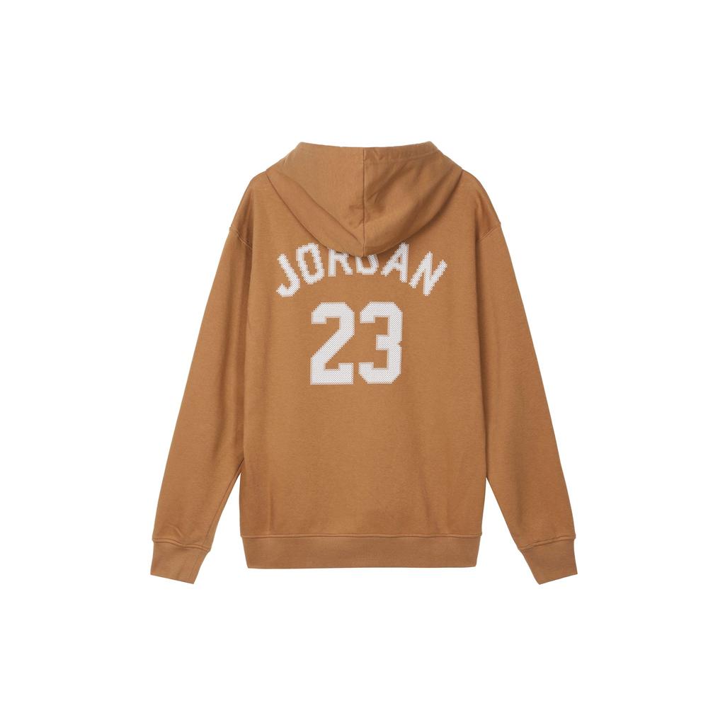 Jordan Essentials Holiday Alphanumeric Logo Print Casual Long-Sleeve Fleece Hoodie Men Hoodie Brown FD7466-281
