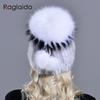 Women's Hat Fashionable Winter Pompom Mink Fur Hats Female Warm Thick Stylish Girl Hat with Real Fur Elegant Knitted Fox Caps