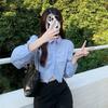 Short shirt women's white shirt women's spring and autumn new Korean version design pleated college style age-reducing pure desire top