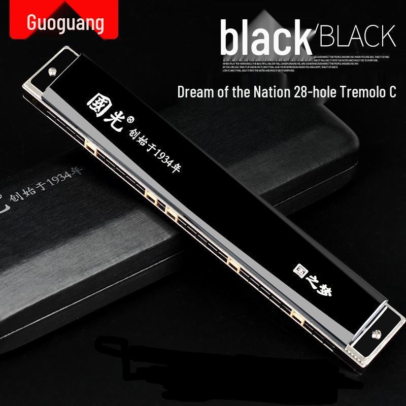 Guoguang 24/28-Hole C Key Tremolo Harmonica: Ideal for Beginners & Professionals, Concert-Level Performance