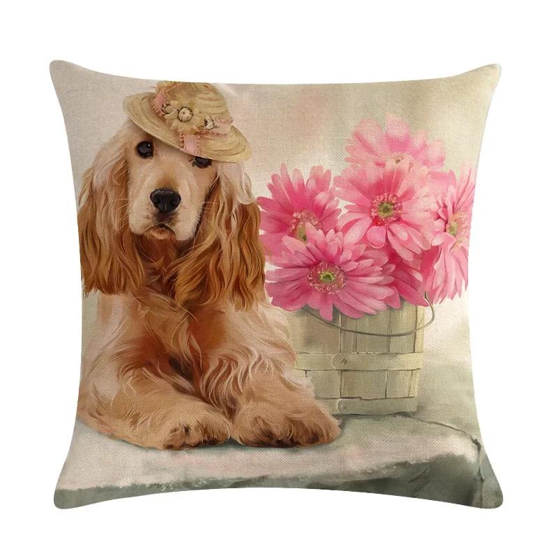 Lovely Animal Dress Up Series Flax Embrace Pillowcase Family Adornment Sofa Car Cushion Cover 45*45Cm