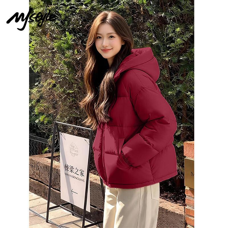 MJ STYLE Women s Hooded Padded Winter Jacket M красный