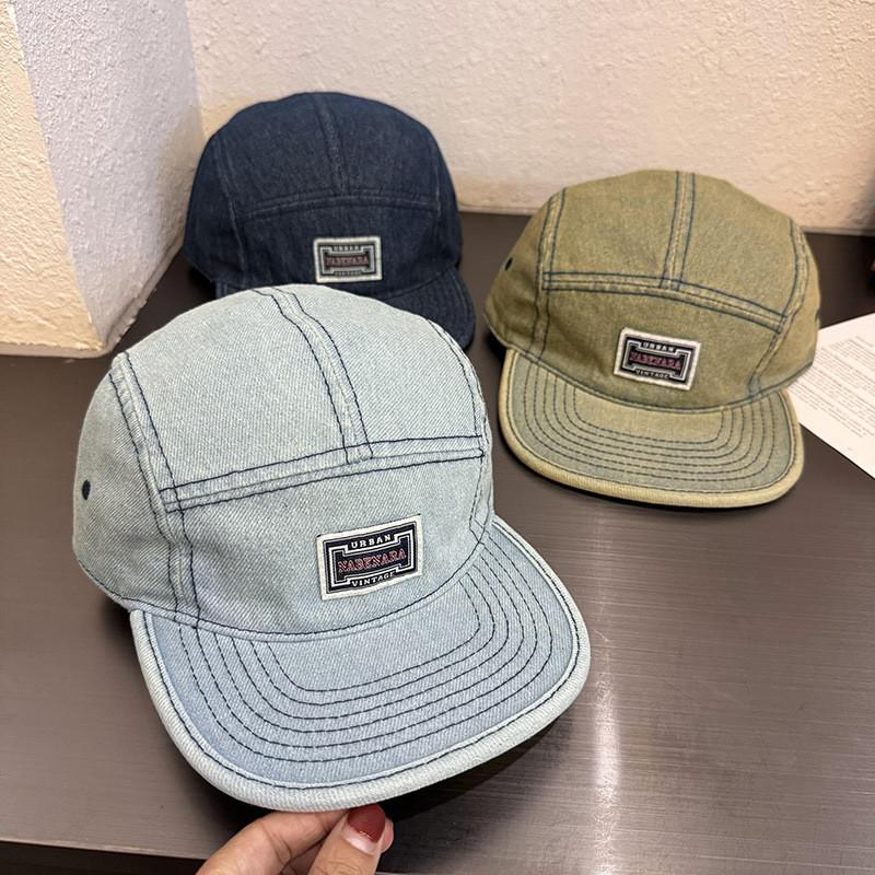 Vintage Denim Baseball Cap With Wide Brim Adjustable Sun Hat For Streetwear Men Women