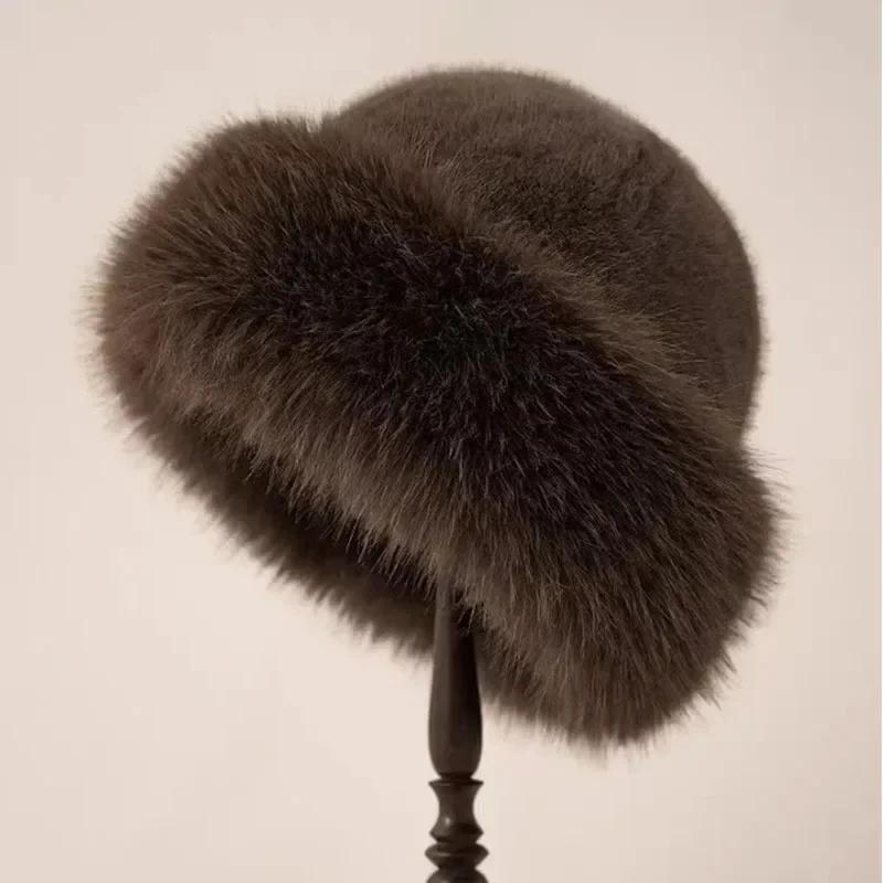 

Newest Winter Thick Warm Plush Fisherman Hat Soft Cozy Faux Fur Cap Unisex Cold Proof Beanie Solid Color Daily Outdoor Wear