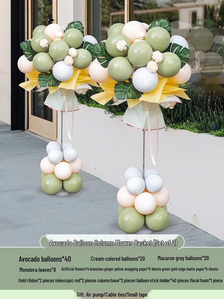 Orange Balloon Column Flower Basket Decoration for Events and Venues