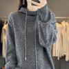 Hooded Wool Sweater Pullover Flower Thread Wool Knitted Bottoming Shirt Big Hat Sweater Wool Hoodie Sweater Lazy Wind