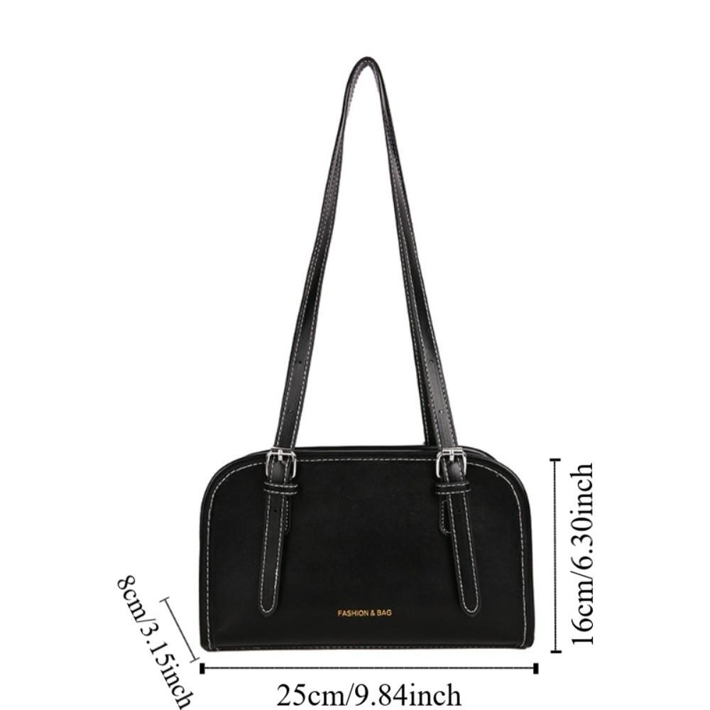 Casual Korean Style Boston Bag Underarm Simple Single Shoulder Bag Large Capacity Vintage PU Leather Handbag Unisex