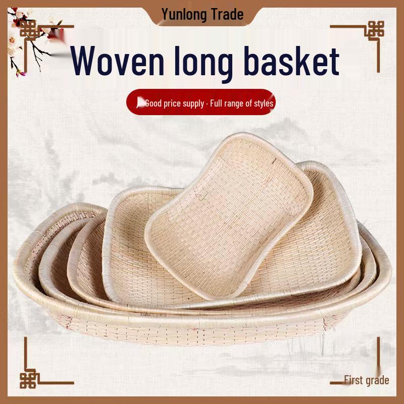 Hand-Woven Wicker Baskets for Steamed Buns and Snacks - Small & Large Sizes Approx. 55x34x7cm