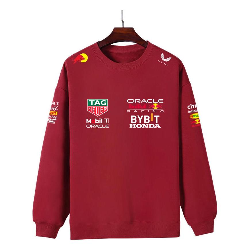 Men Women Thicken Autumn and Winter F1 Red Bull Racing Print Crewneck Sweatshirt Casual Loose Long Sleeve Pullover Sport Streetwear