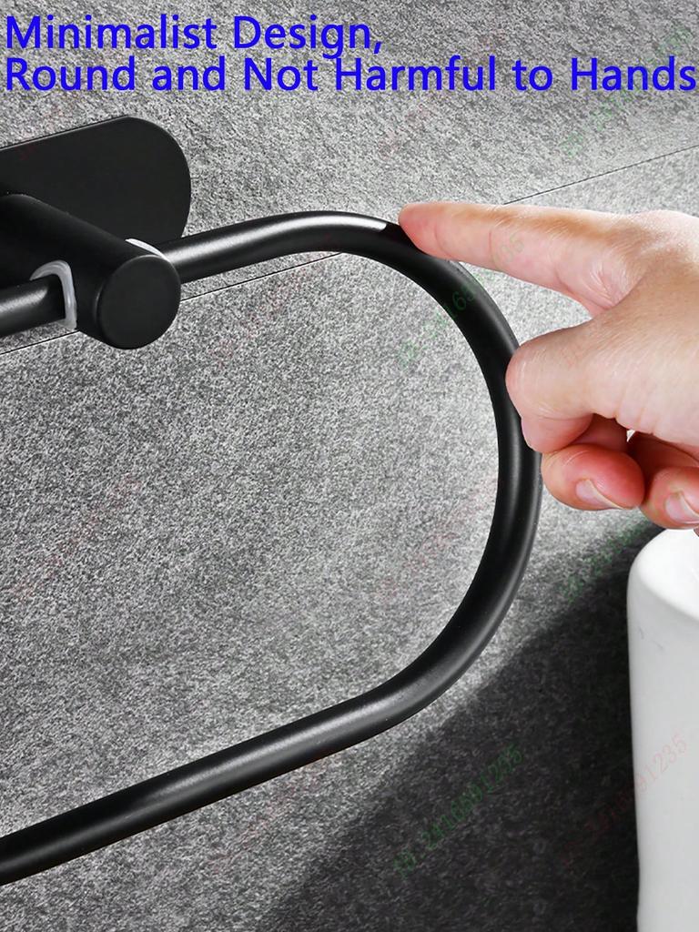 Suporturi adezive pentru prosoape de baie, suport pentru prosoape, inel pentru prosoape de mână din oțel inoxidabil, suport pentru prosoape, suport pentru cârpă de vase negru mat, fără găurire