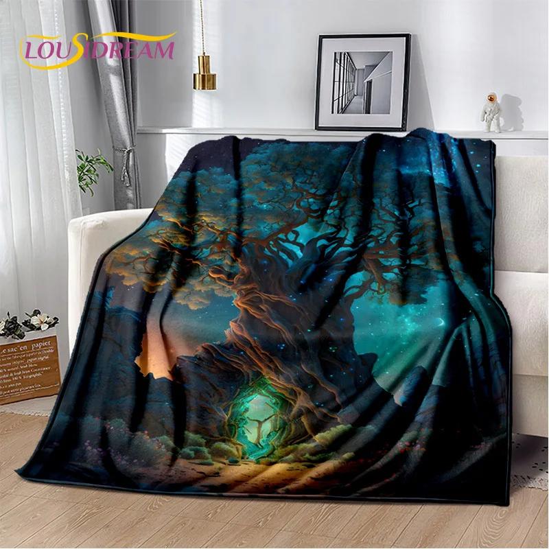 Nordic Mythology Yggdrasil Nature Tree of Life Blanket,Flannel Soft Throw Blanket for Home Bedroom Bed Sofa Picnic Office Kids