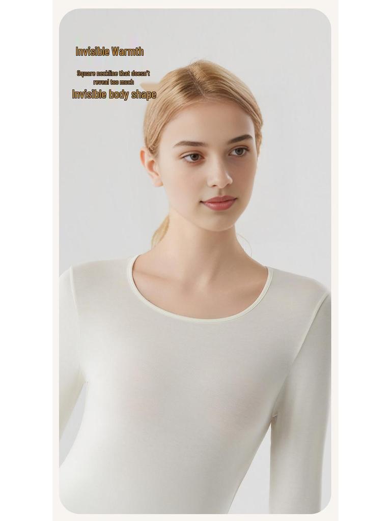 Women's Seamless Modal Thermal Underwear Set - Ultra-Thin, High Elasticity, Lightweight Warm German Velvet Base Layer for Autumn Winter.