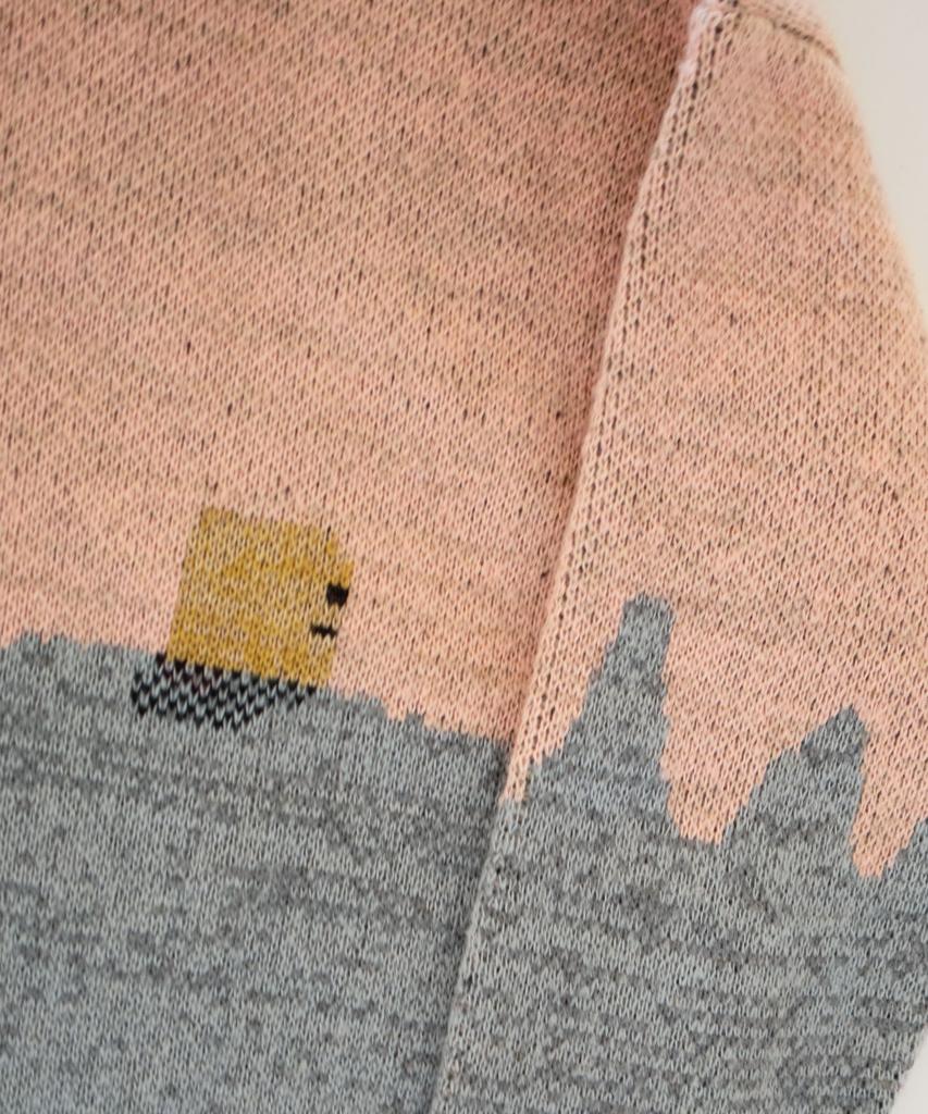 GROUNDWORK Square Man Knit Sweater / Pink Olive Mix