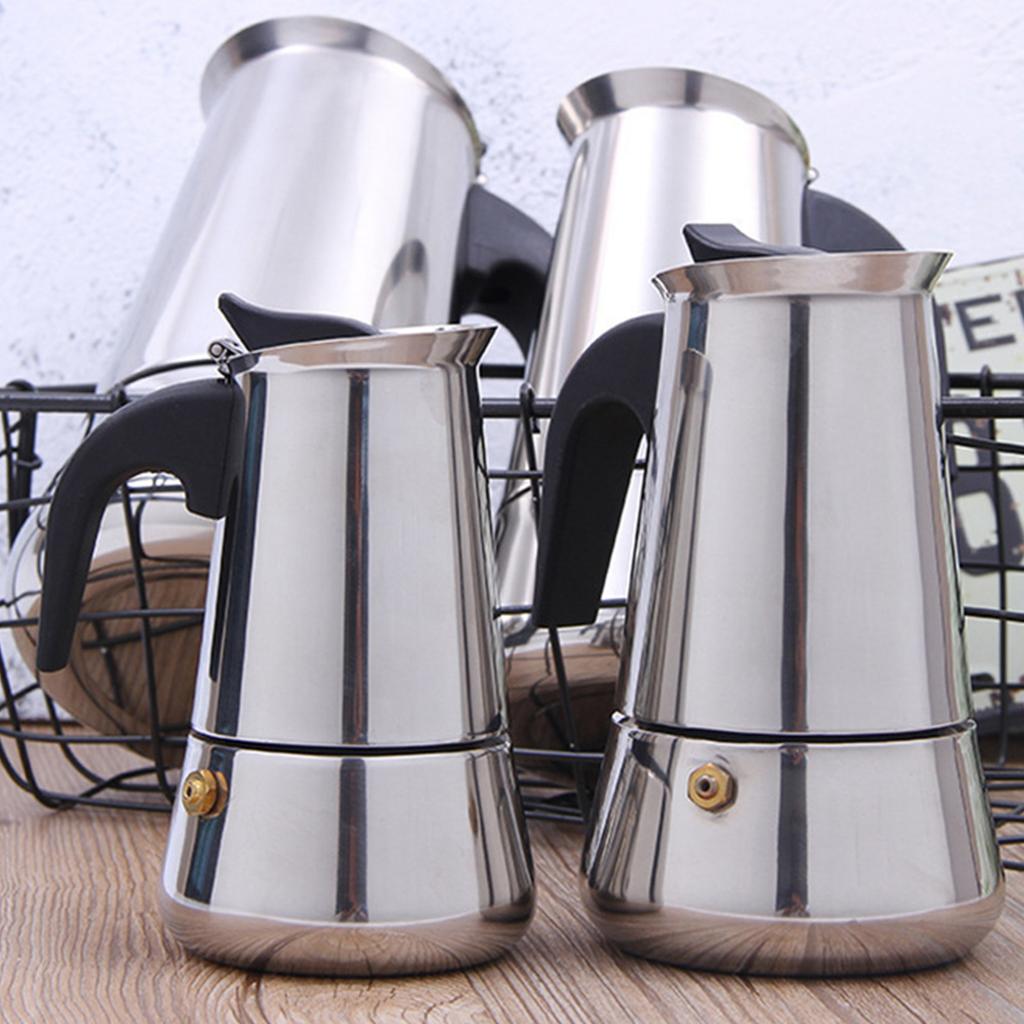 Moka Pot with Coffee Percolator Design Stainless Steel Stove Top Coffee Maker for Camping Home Use