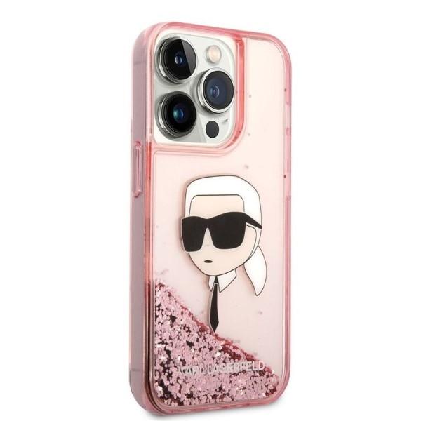 Karl Lagerfeld KLHCP14LLNKHCP iPhone 14 Pro 6.1" Pink Hardcase Glitter Karl Head