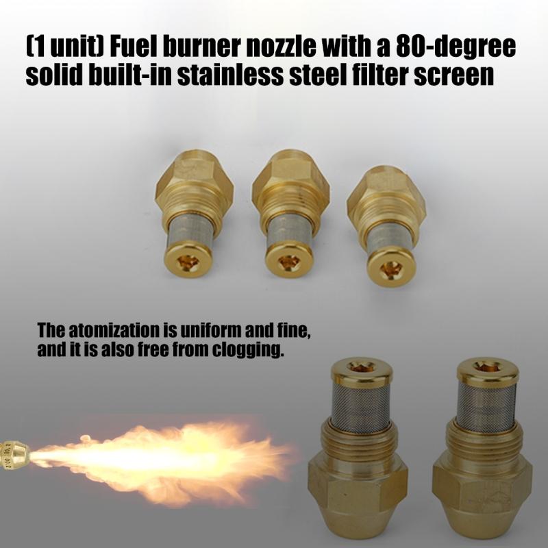 80 Degree Copper Fuels Burners Nozzle With Build In Stainless Steel Filter For Industrial Boilers And Heating Equipment