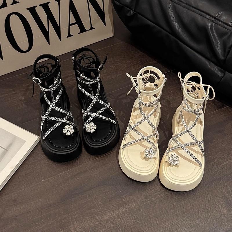 Fairy wind platform sandals female 2025 summer fashion new high-end French temperament with skirt Roman sandals