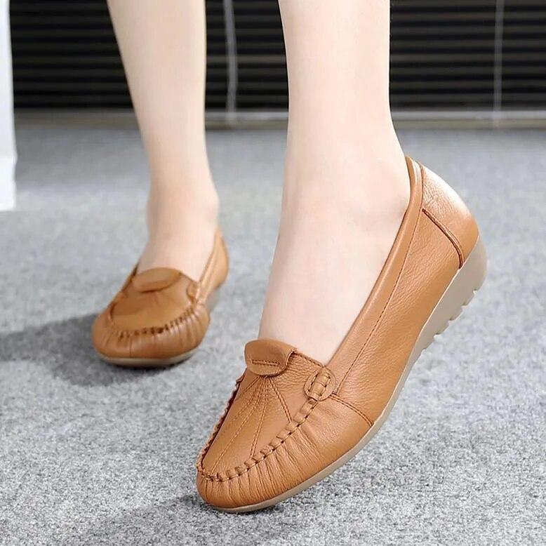 

Туфли из 100% натуральной кожи, женские балетки, женская повседневная обувь из коровьей кожи, черный, синий, красный, желтый, большие размеры 42 35 жёлтый