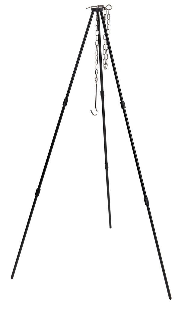 CAMPING MOON Tripod M, 3-Tier Folding Campfire Tripod, 15kg Max Weight Capacity, Storage Case Included, Black Gear, MS-080-BK