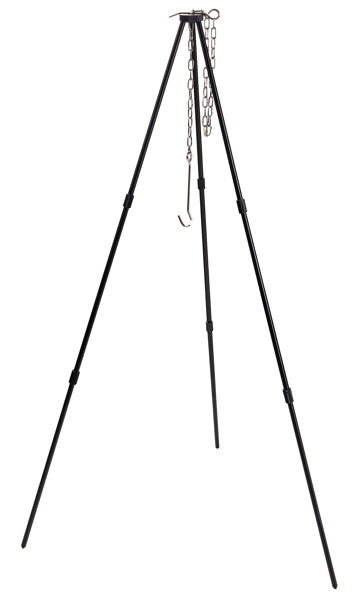 

CAMPING MOON Tripod M, 3-Tier Folding Campfire Tripod, 15kg Max Weight Capacity, Storage Case Included, Black Gear, MS-080-BK